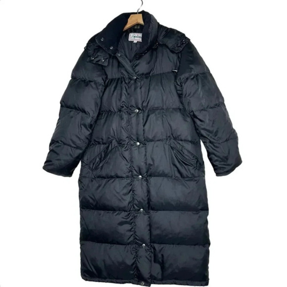 Woods Canada Puffer‎ Parka Medium Black Long Down Ripstop Removable Hood Coat